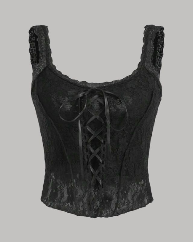 Top tirantes encaje + diseño al frente