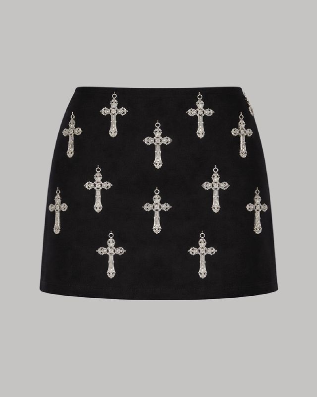 Mini falda negra con cruces