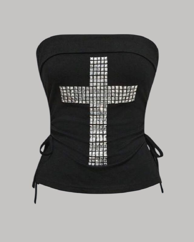 Top tubo con diseño de cruz