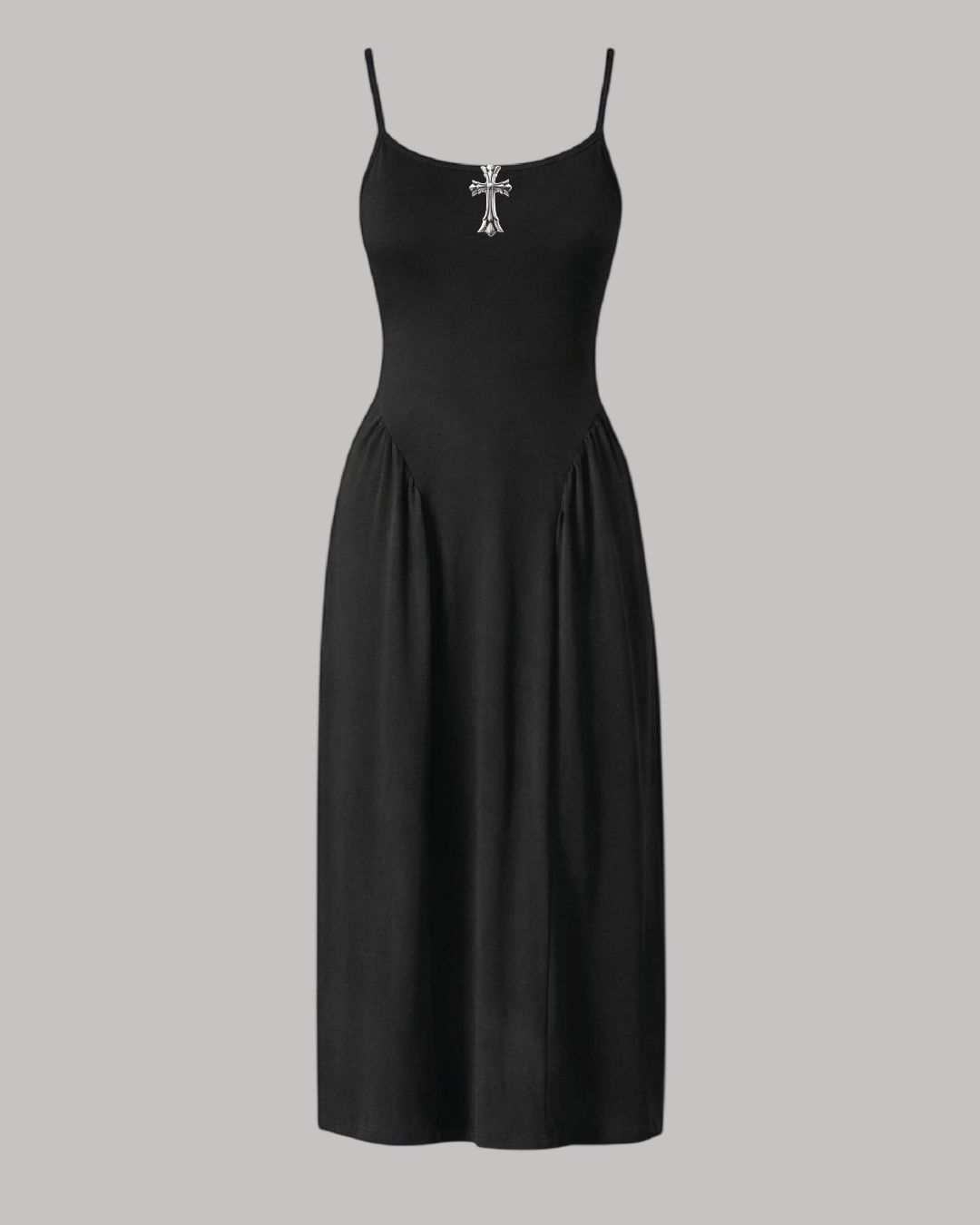 Vestido largo con bolsas a los costados