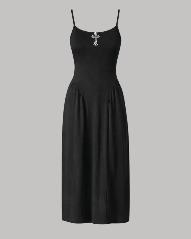 Vestido largo con bolsas a los costados