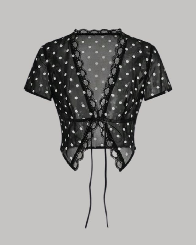 Blusa de encaje con polka dots
