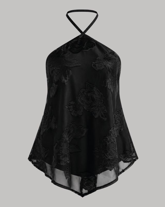 Blusa floral con detalle en el cuello