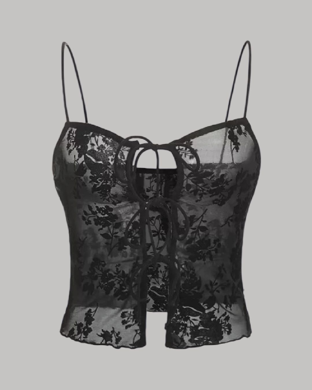 Top mesh con encaje floral