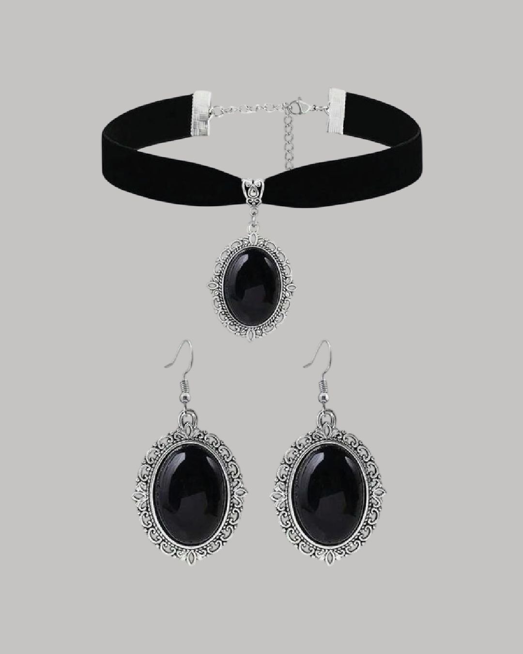 Set de choker con aretes de perla negra
