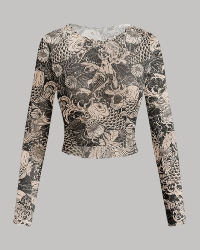 Blusa manga larga mesh