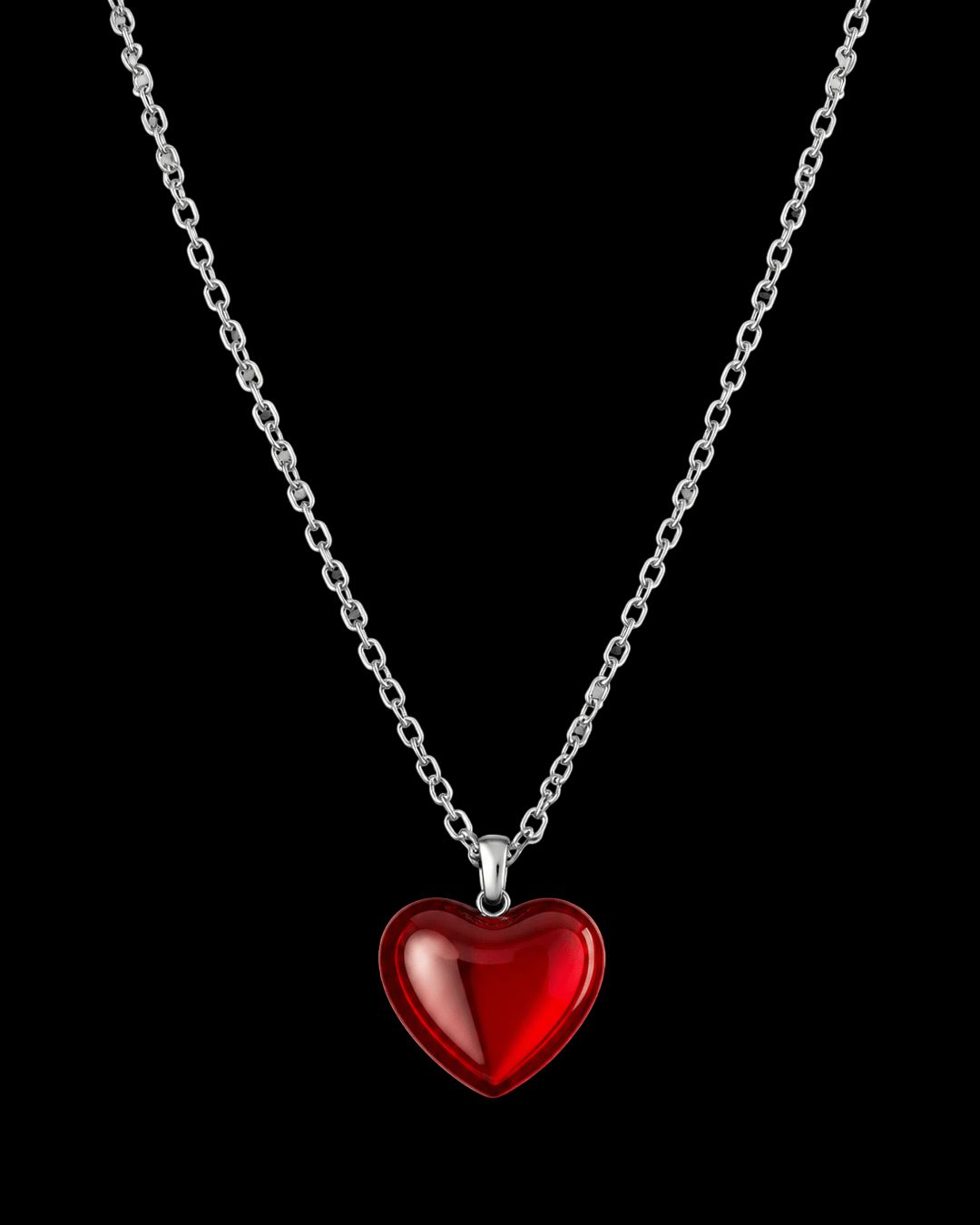 Collar con corazón rojo