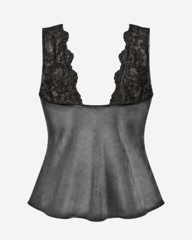 ​Blusa satinada con encaje y dije de cruz