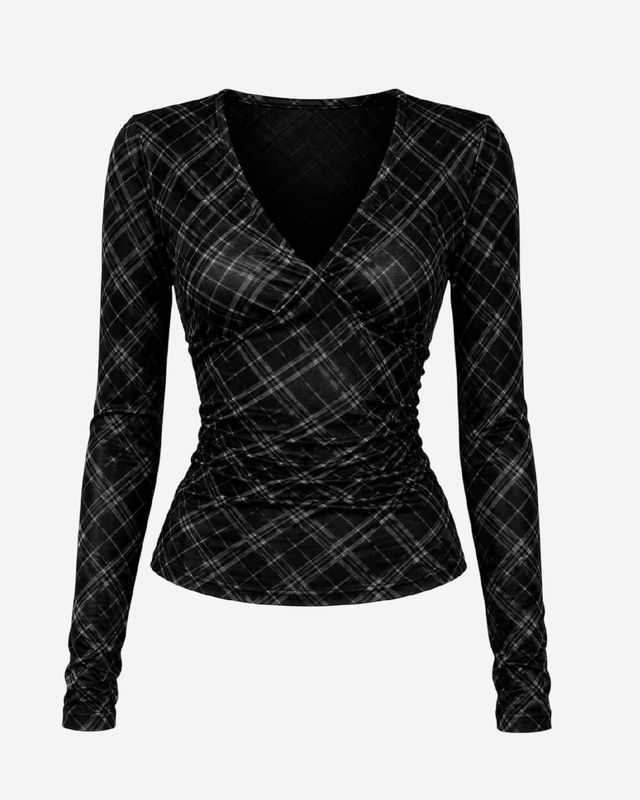 ​Blusa manga larga de cuadros