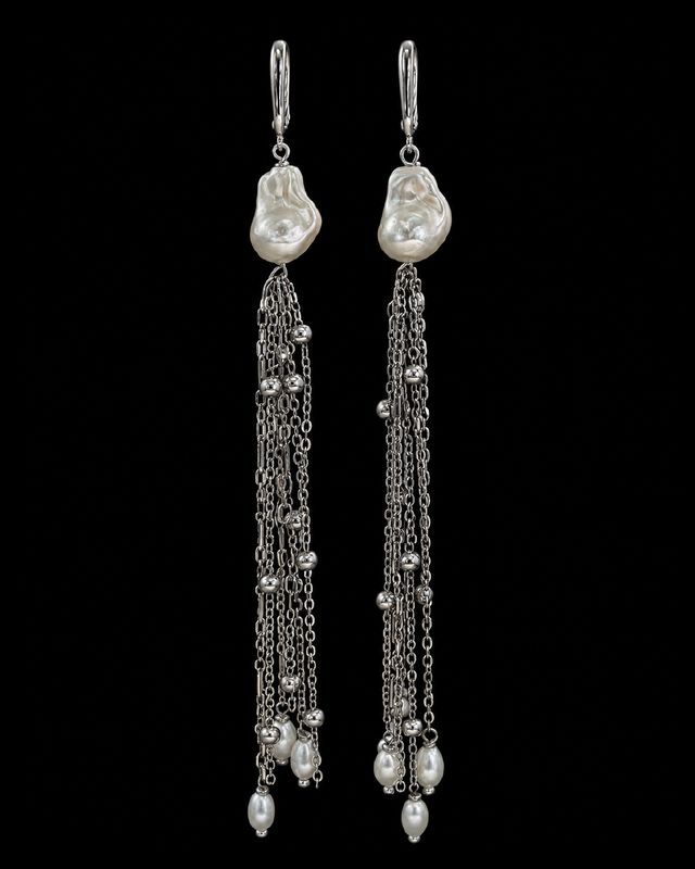 ​Aretes con concha nácar y cadenas