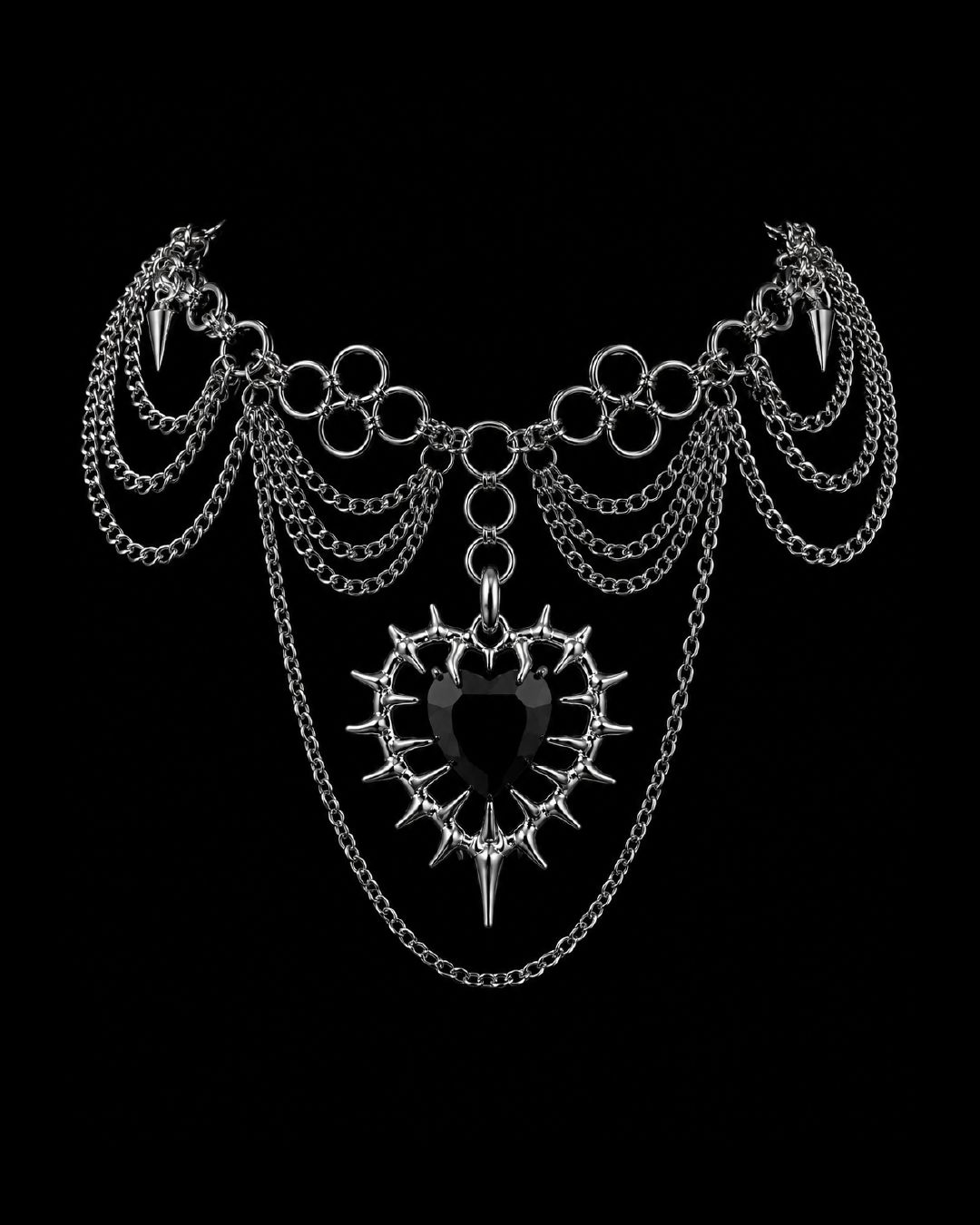​Collar handmade con dije de corazón de púas