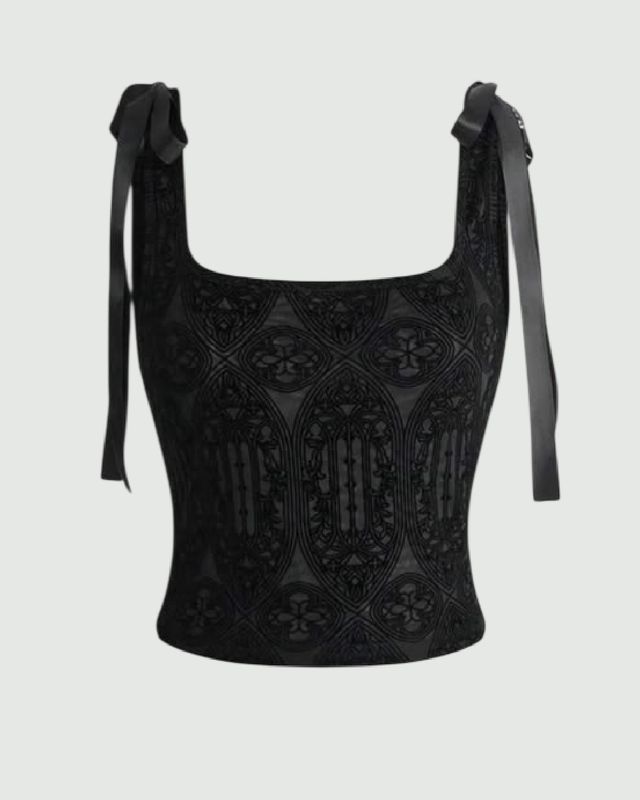Top con estampado y listones en los hombros