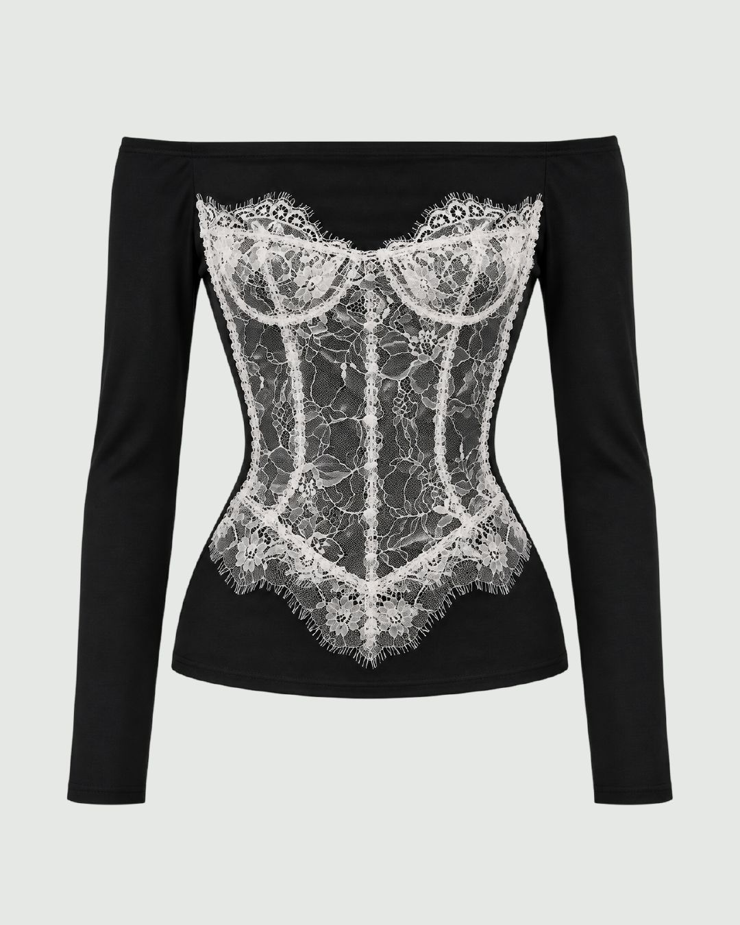 Blusa manga larga con bustier frontal