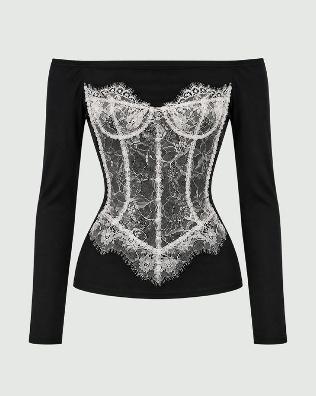 Blusa manga larga con bustier frontal