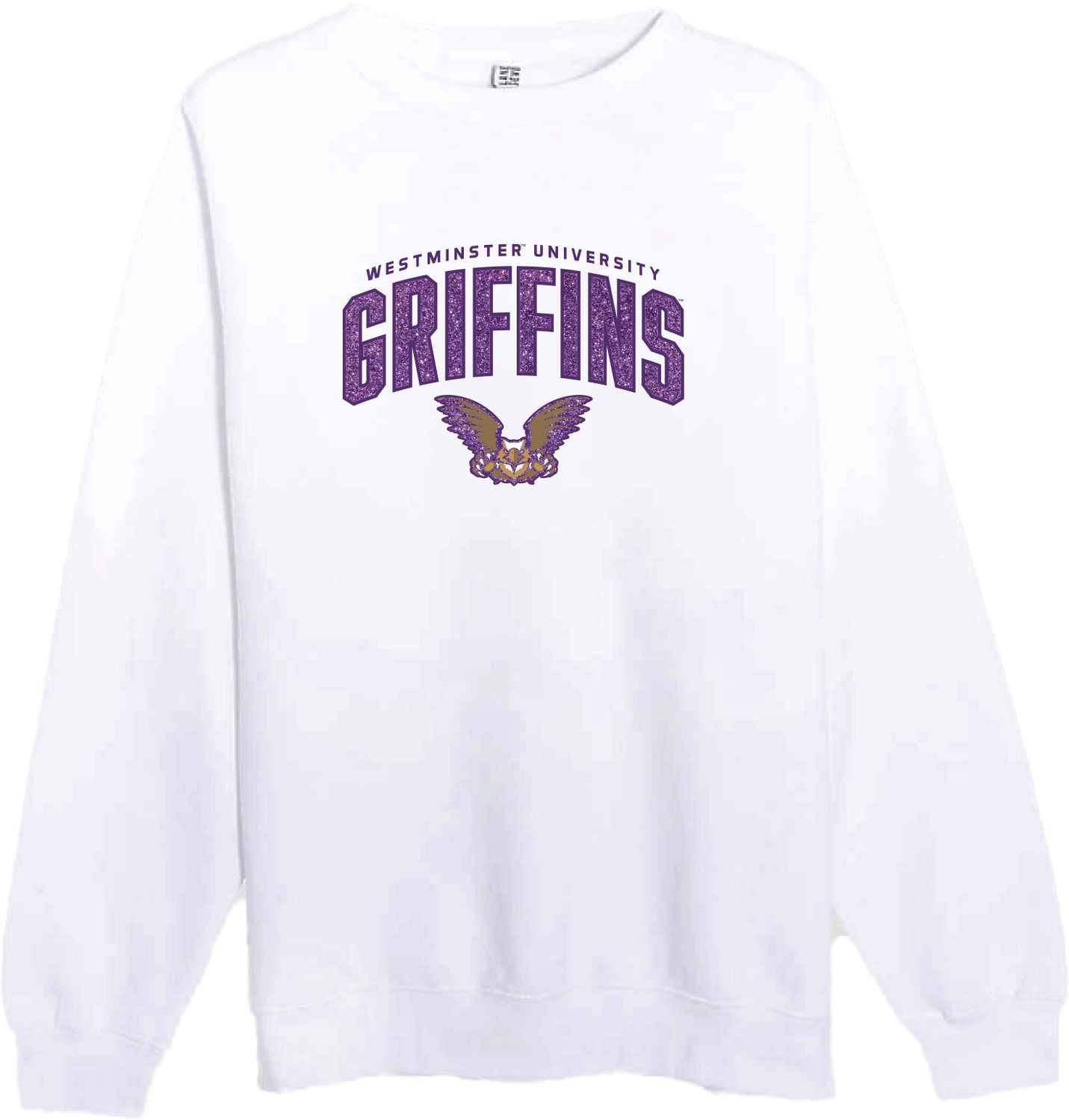 White Glitter Crew, Size: Small
