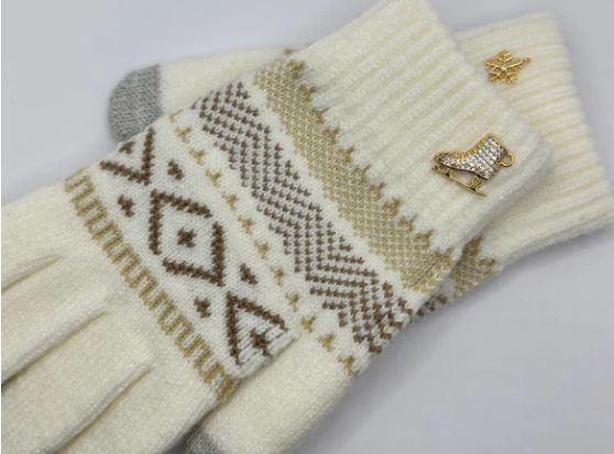 Brilliance &amp; Melrose Swizzle Skating Gloves, Colour: Cream