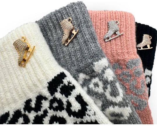 Brilliance &amp; Melrose Cheetah Ice Skating Gloves, Colour: Cream