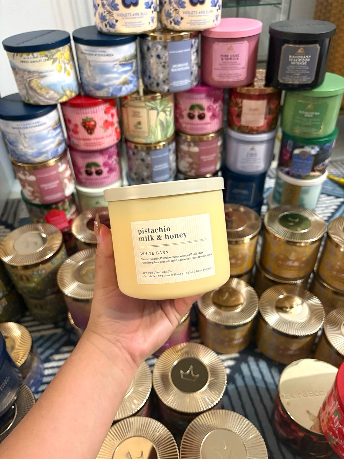 PISTACHIO MILK &amp; HONEY 3WICK CANDLE INTRANSIT ETA:JULY/AUG