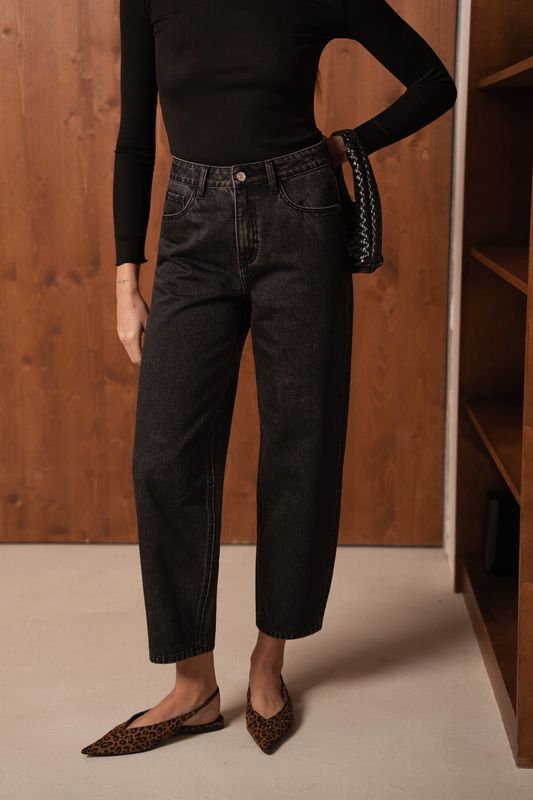 Barrel Jeans BONY - Dark Grey