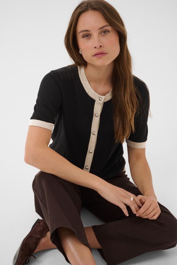 KF Lizza Contrast Knit Cardigan