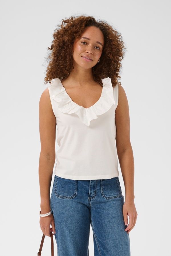 KF Didde Flounce Top, Colour: White, Size: XS