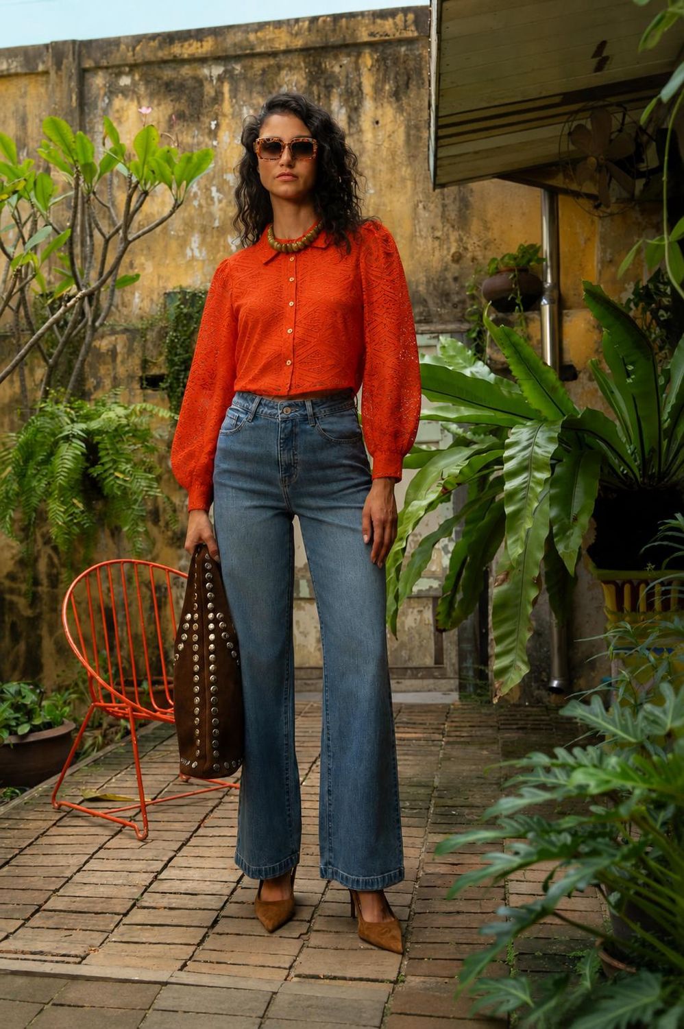 EW Celeste Blouse, Colour: Orange, Size: S