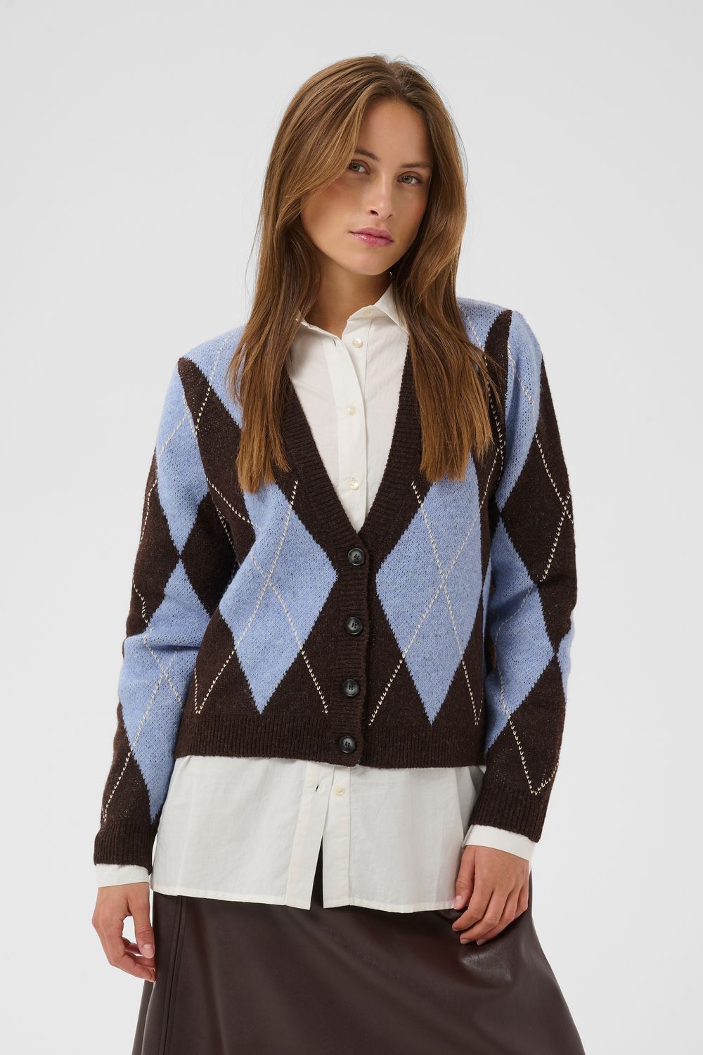CU Argyle Cardigan - Brown/Blue