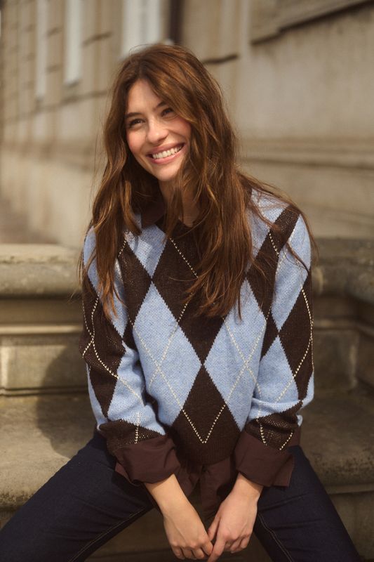 CU Argyle Pullover - Brown/Blue