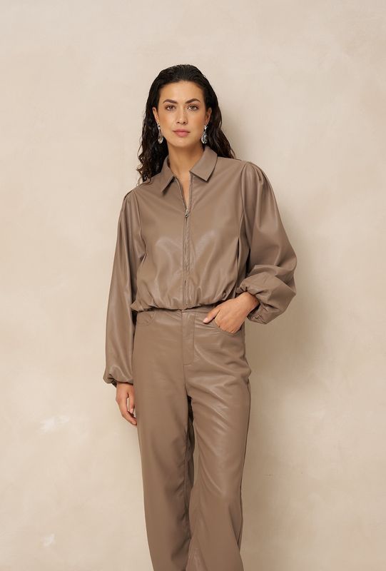 LM PU Balloon Pants Janne - Taupe