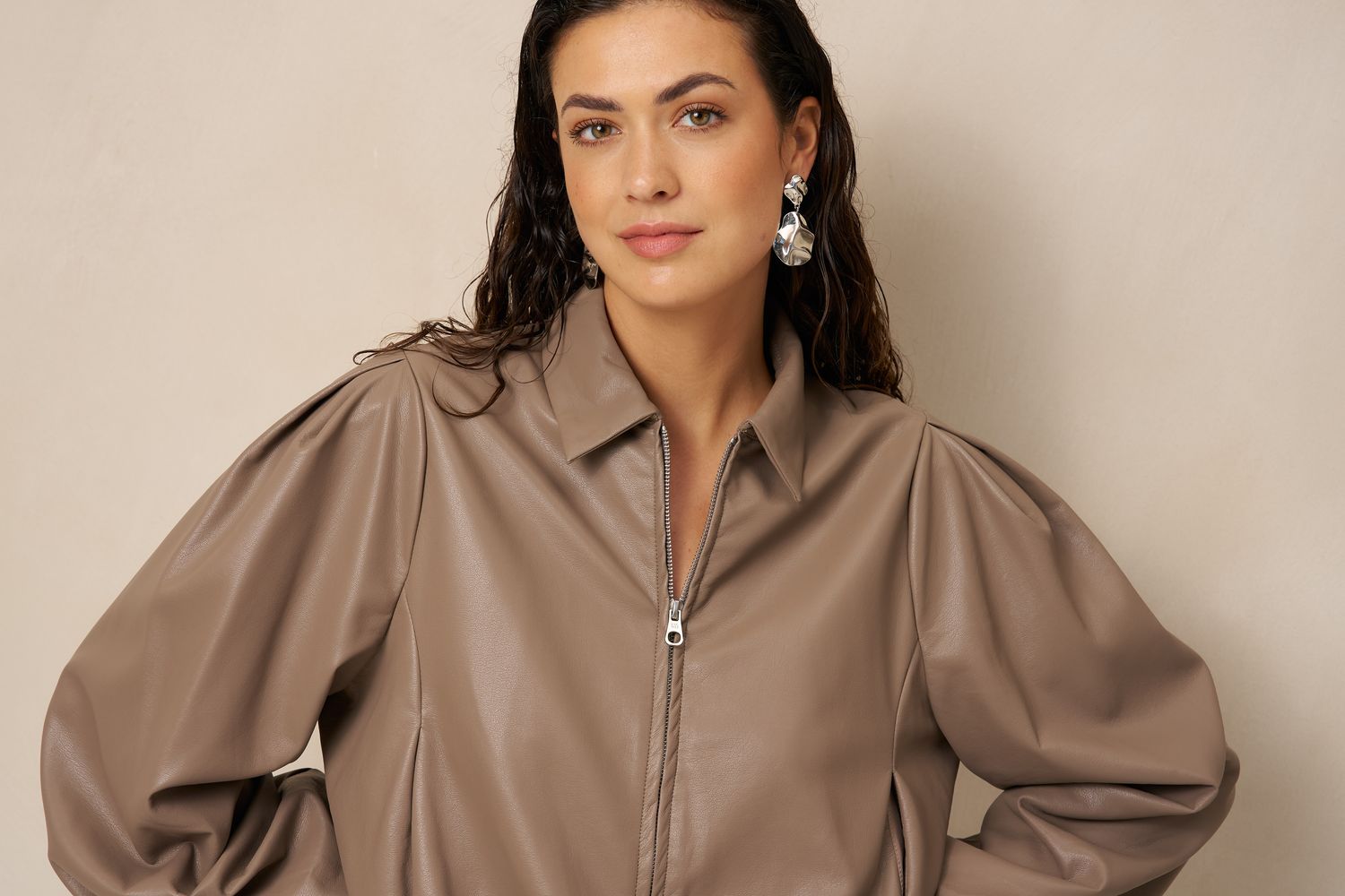 LM PU Jacket Jillie - Taupe