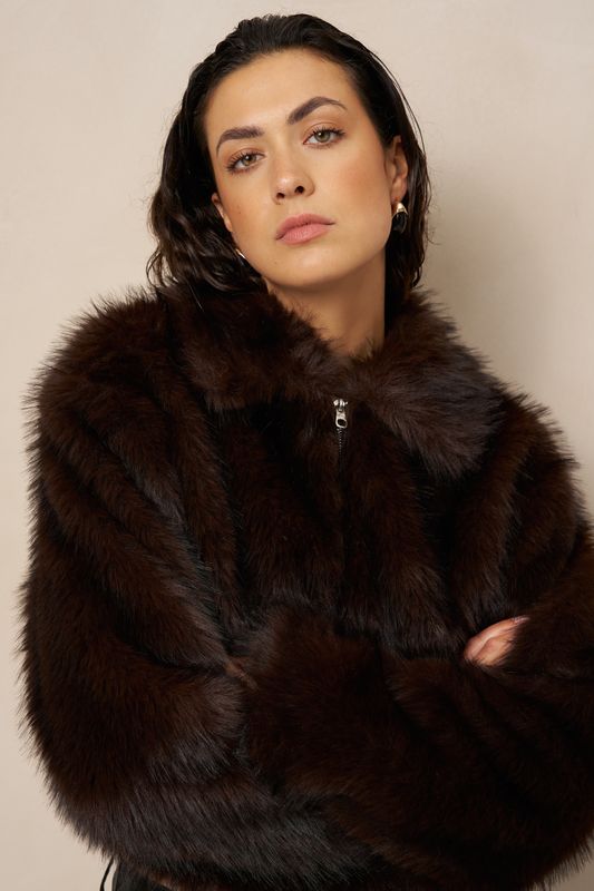 LM Faux Fur Jacket Kaia - Brown