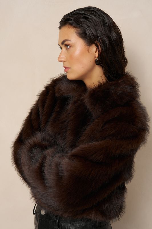 LM Faux Fur Jacket Kaia - Brown