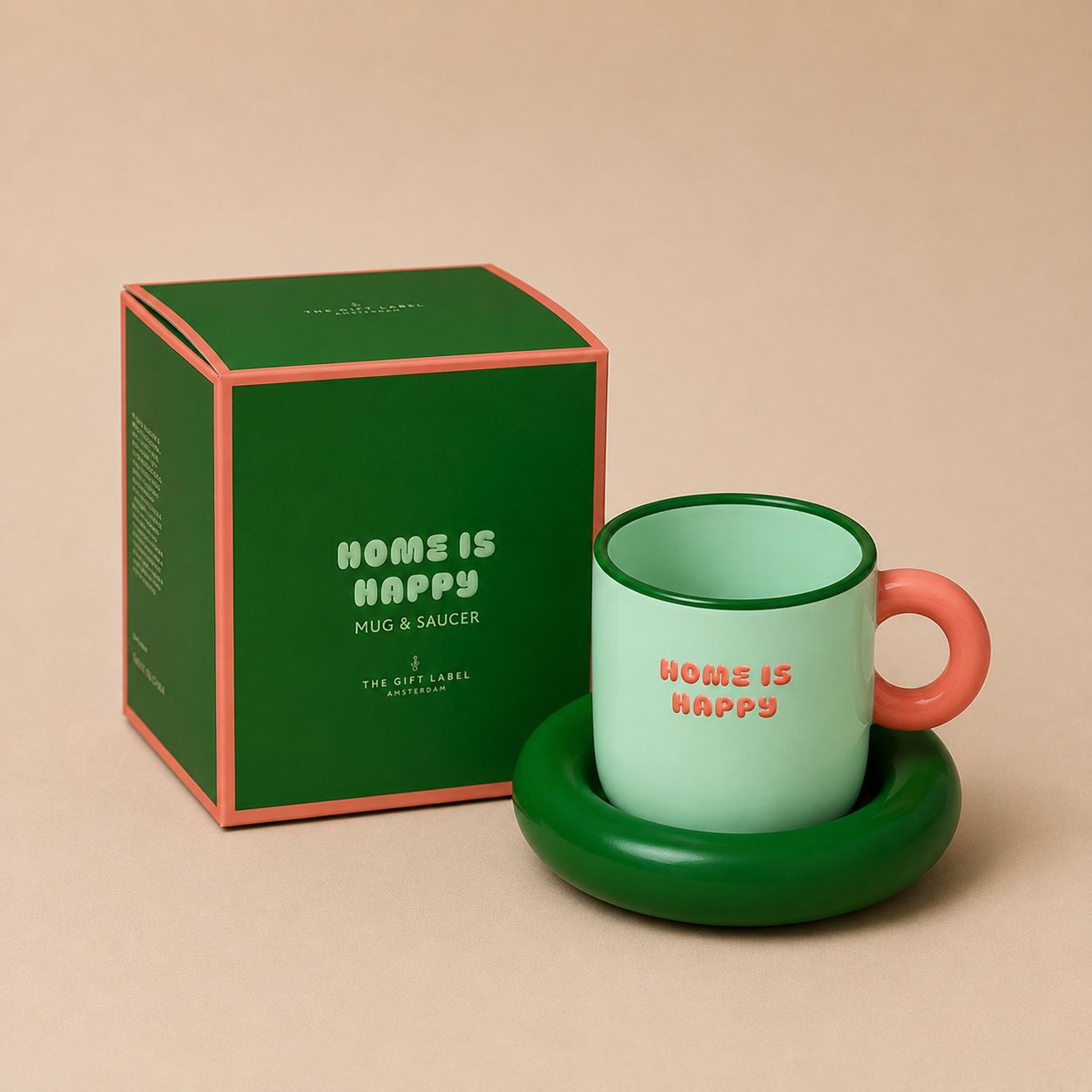 Mug &amp; Holder - Home Is Happy (Green)