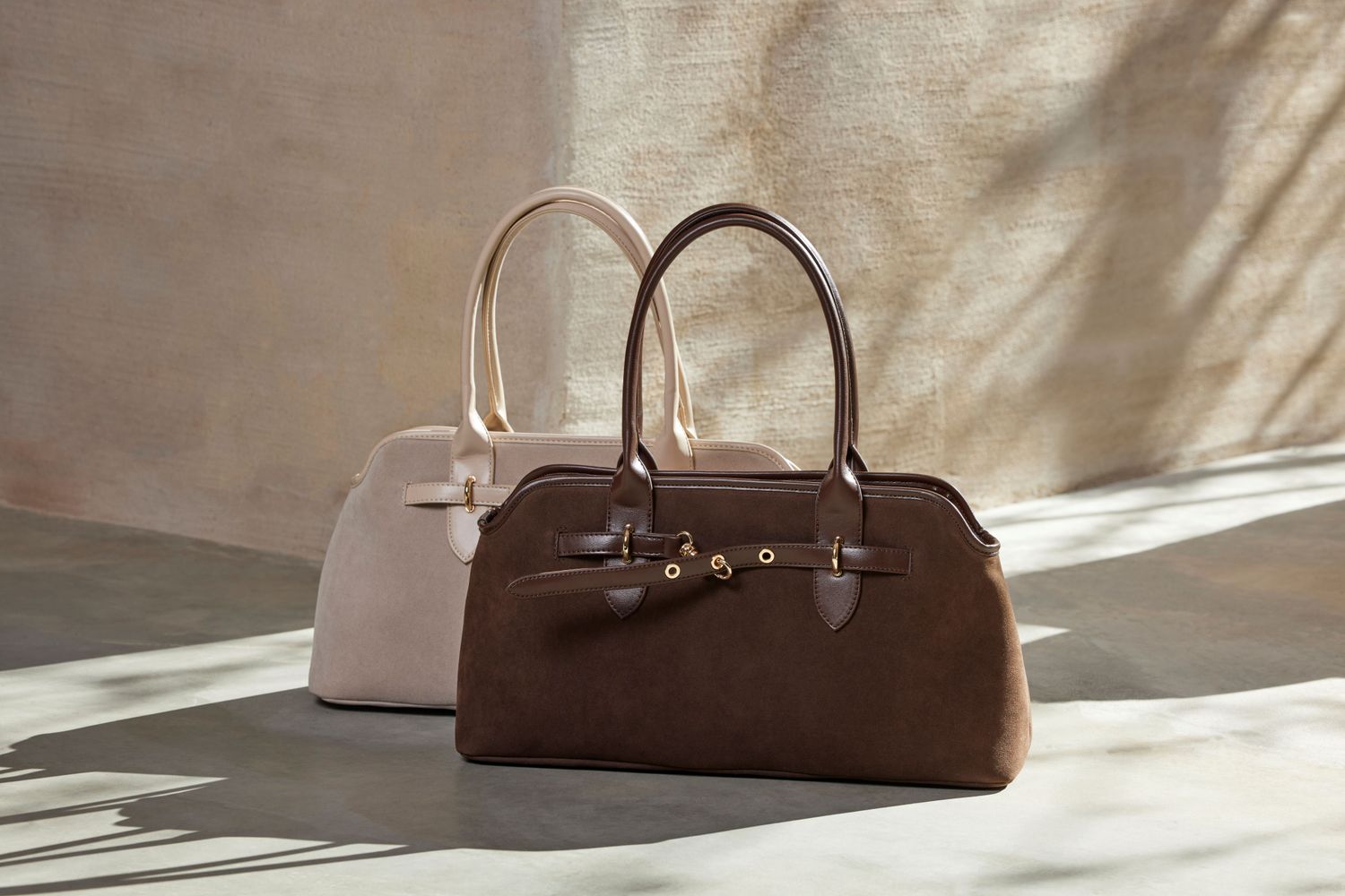 Leather Shoulder Bag Karen - Beige