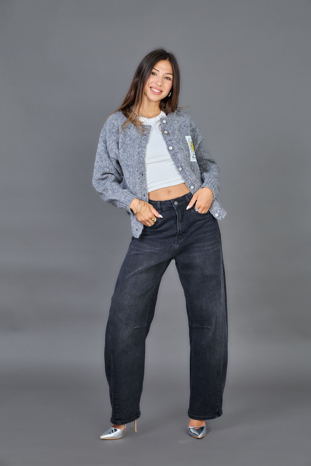 A&amp;L Barrel Louisa Jeans - Dark Grey