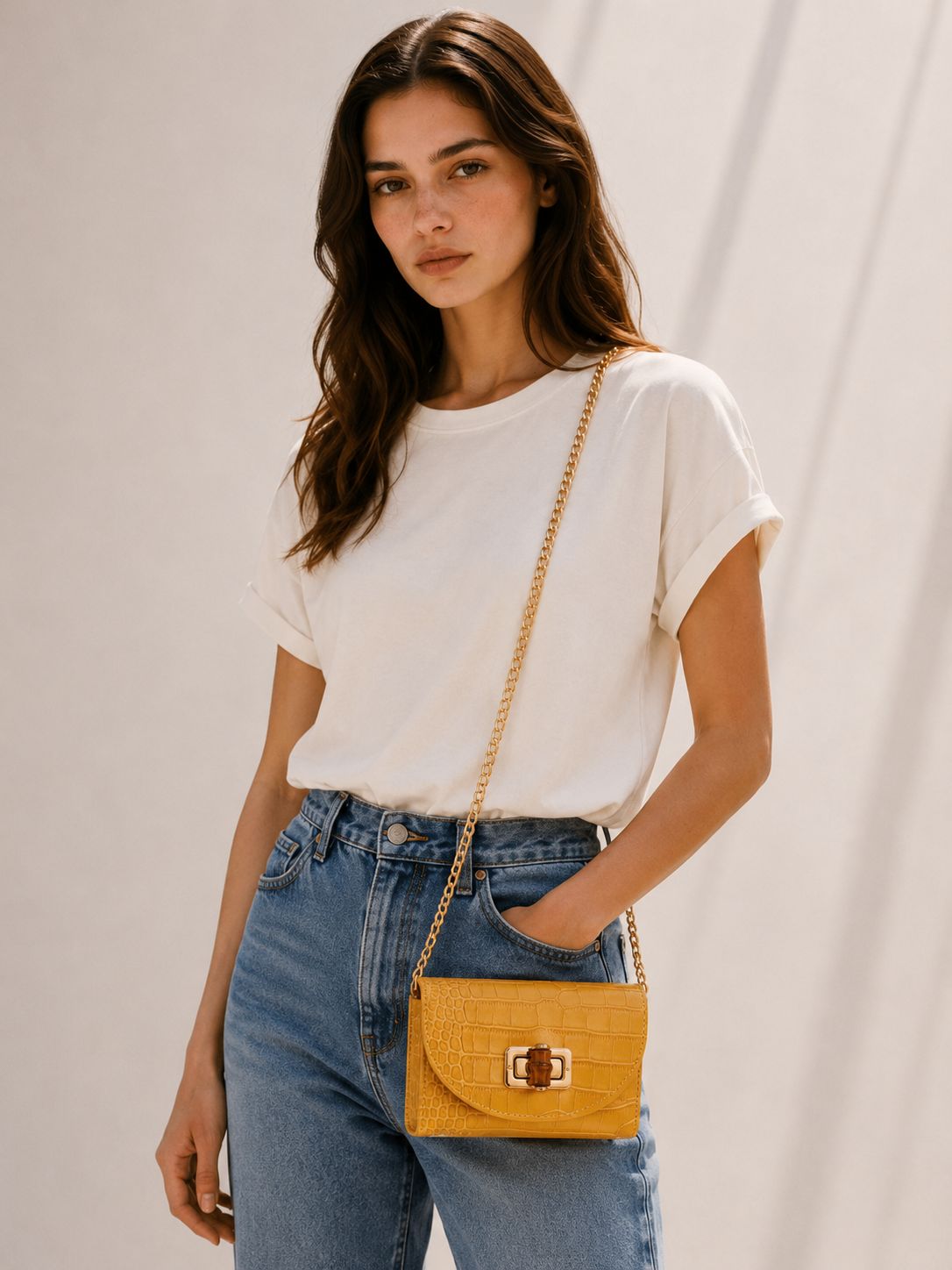 Paulina Bag - Croco Yellow