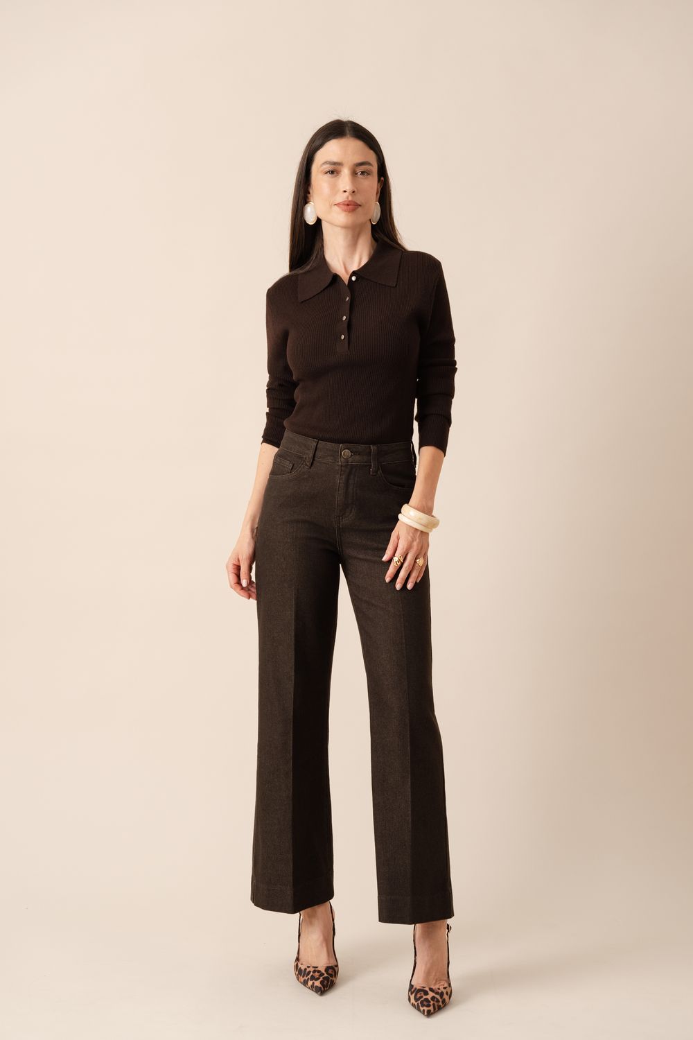 PETITE Wide Jeans VIENNA - Denim Brown