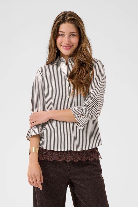 CR Aya Stripe Blouse - Taupe