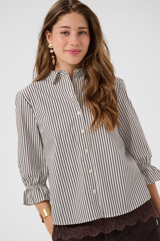 CR Aya Stripe Blouse - Taupe