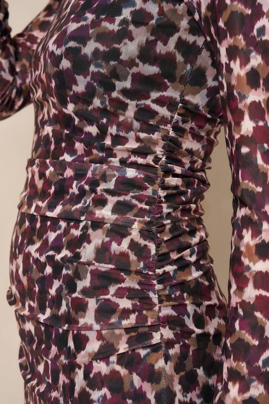 LM Long Dress Isani - Mesh Taupe/Bordeaux