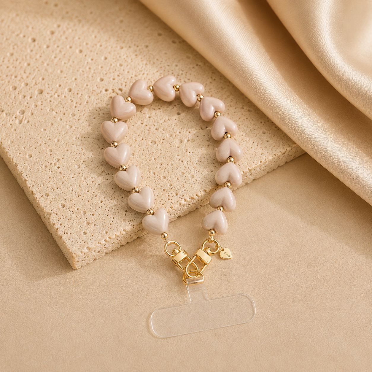 Phone Strap Heart - Taupe