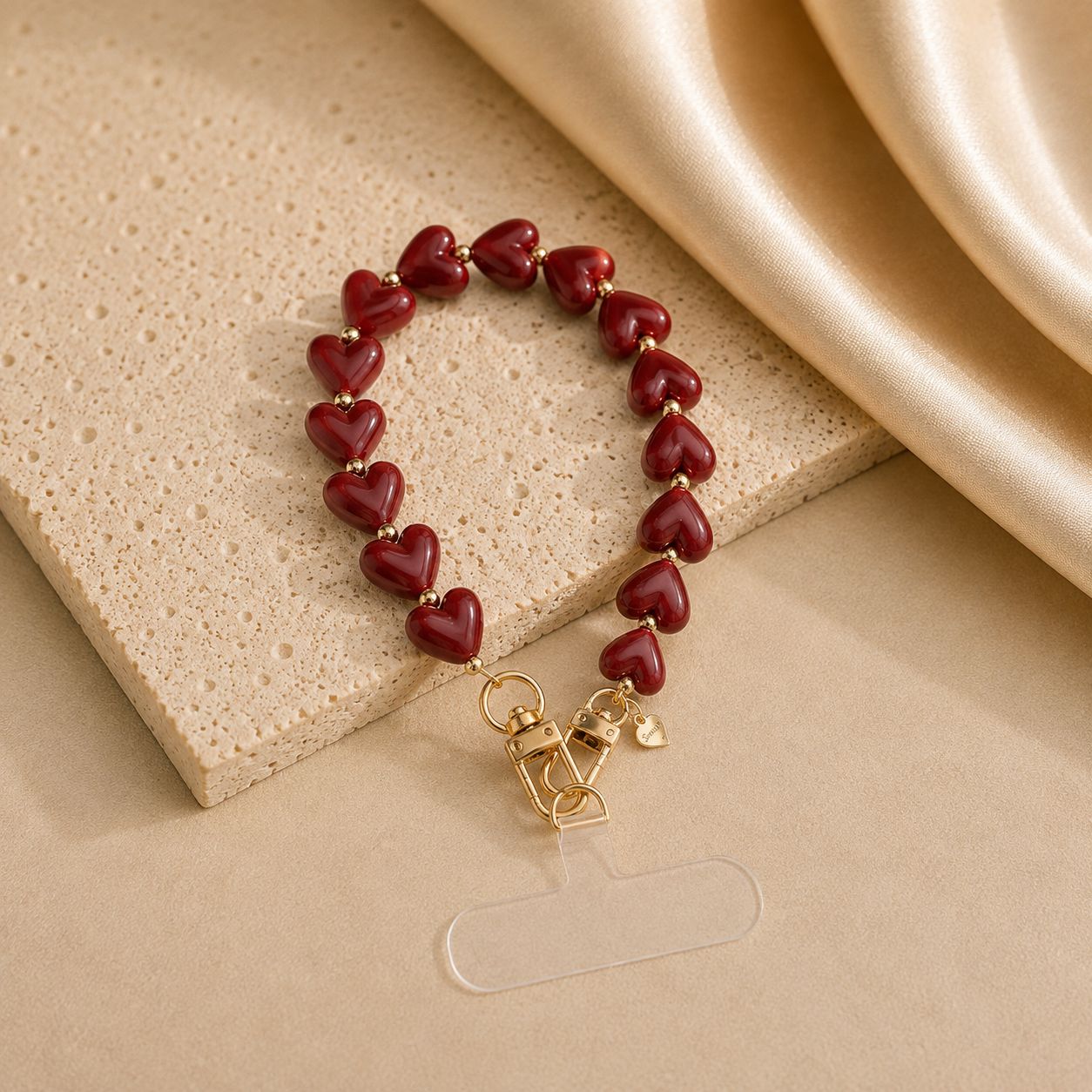 Phone Strap Heart - Bordeaux