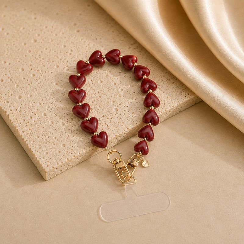 Phone Strap Heart - Bordeaux