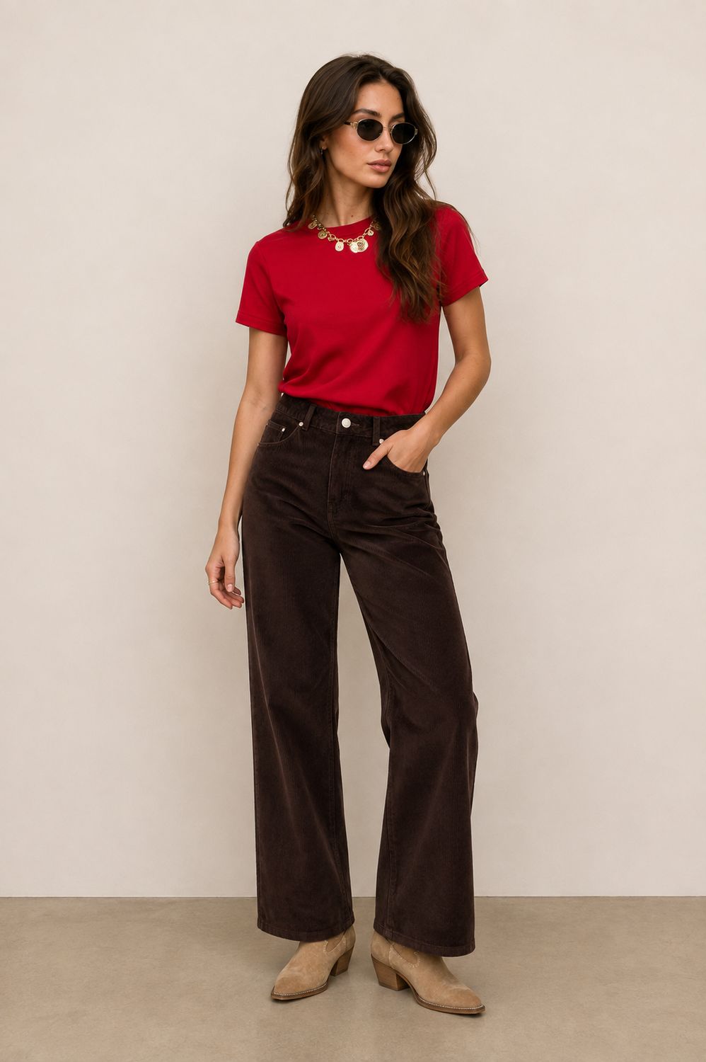LJ Wide Leg Rosalie - Velours Brown