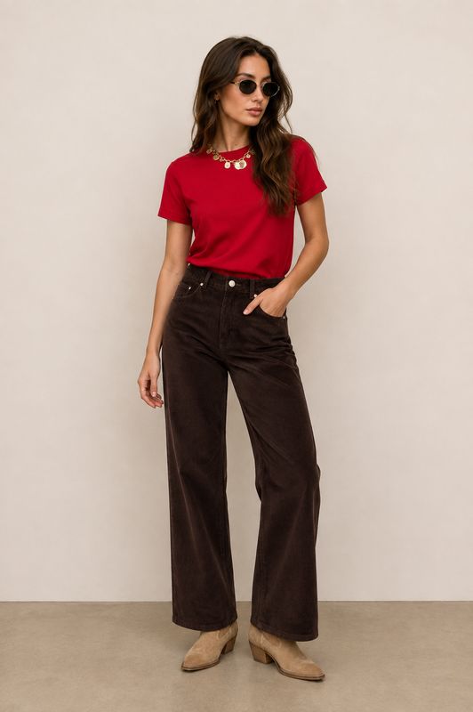LJ Wide Leg Rosalie - Velours Brown