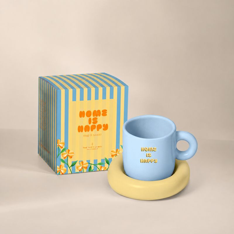 Mug &amp; Holder - Home Is Happy (Blue)