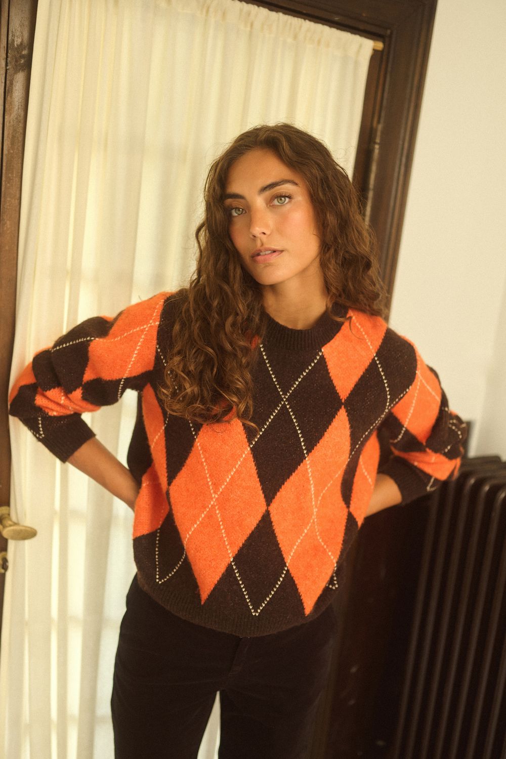 CU Argyle Pullover - Brown/Orange