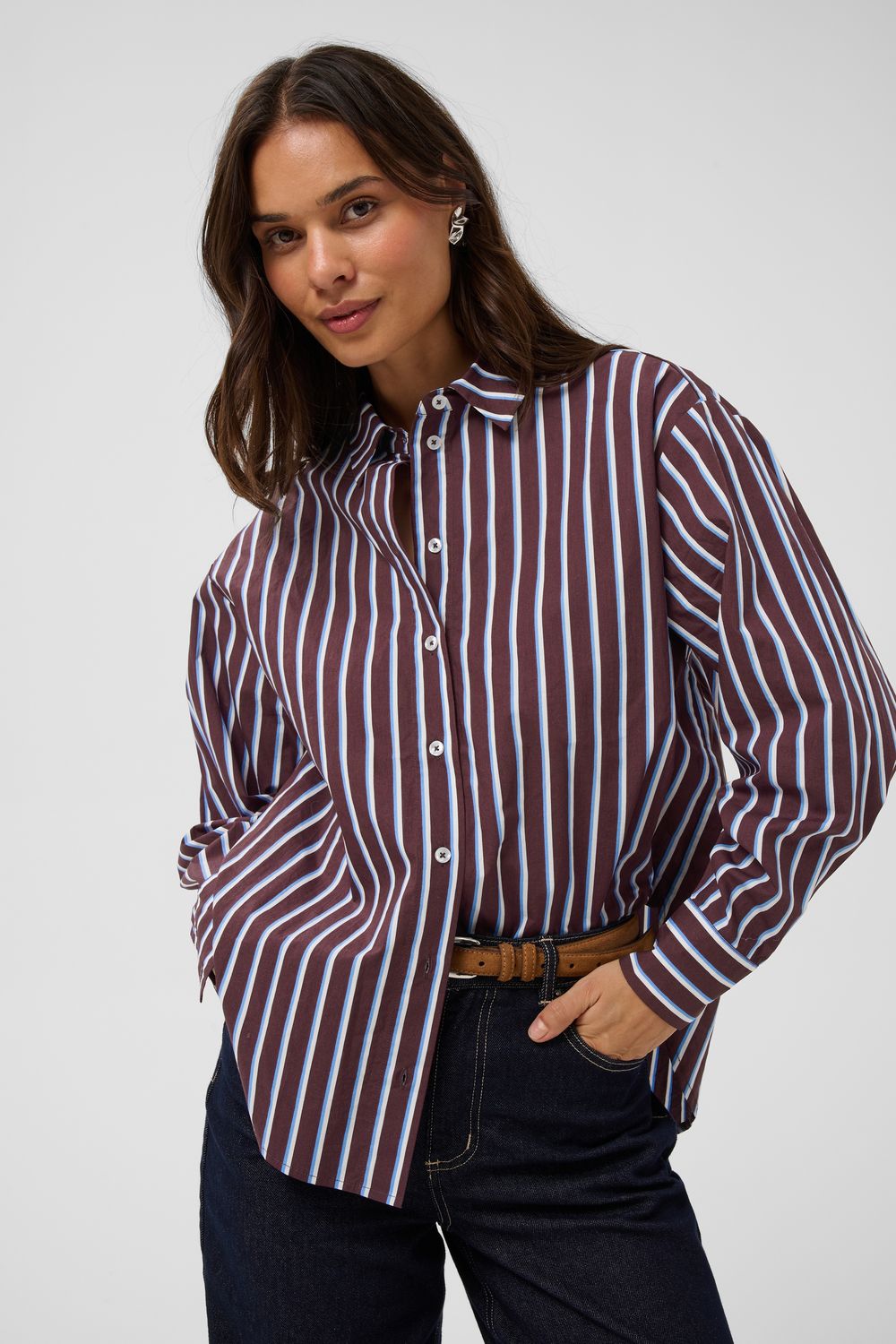 KF Gavina Blouse - Bordeaux/Blue