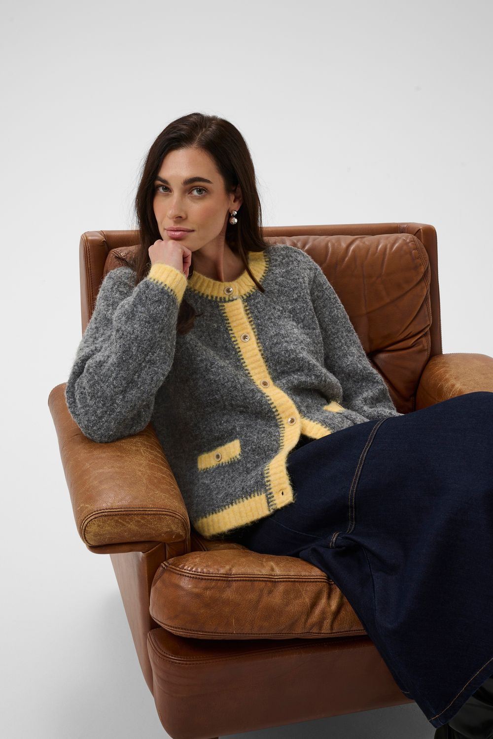 CU Gilan Cardigan - Grey/Yellow