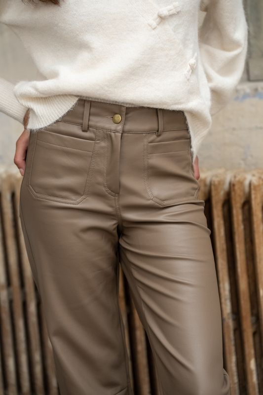 LLM Esmee Pants - Lederlook Taupe